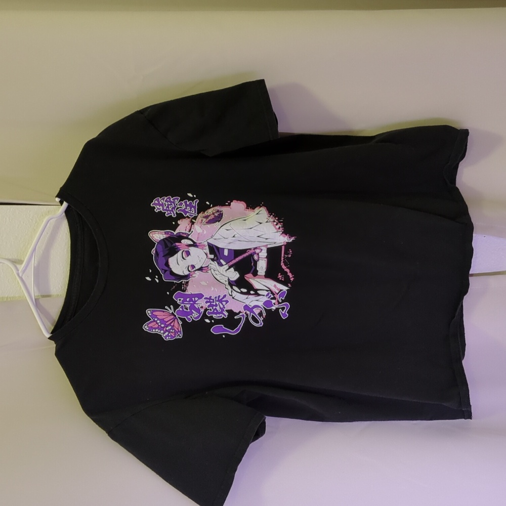 Kids XL Demon Slayer T-Shirt Short Sleeve Tee Black Graphic